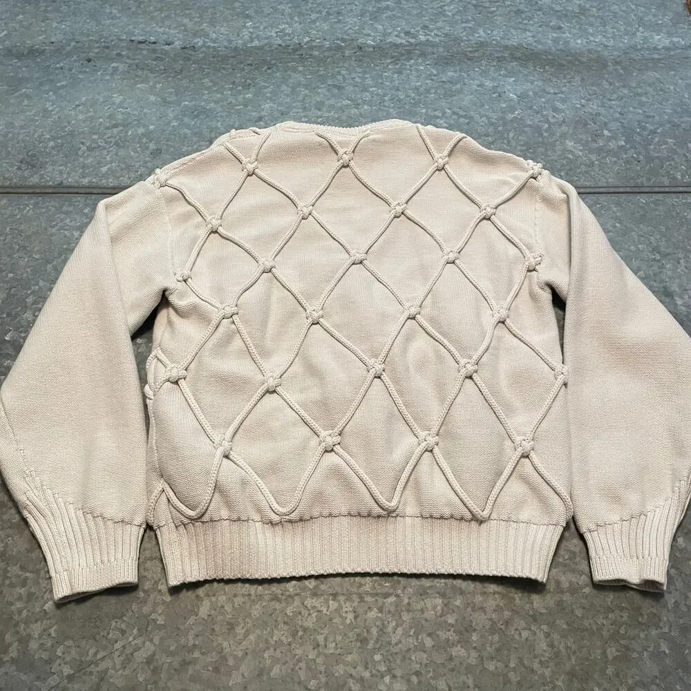 Air Jordan Wings Collection Cable Knit Sweater Mens Large Made In Italy Cream